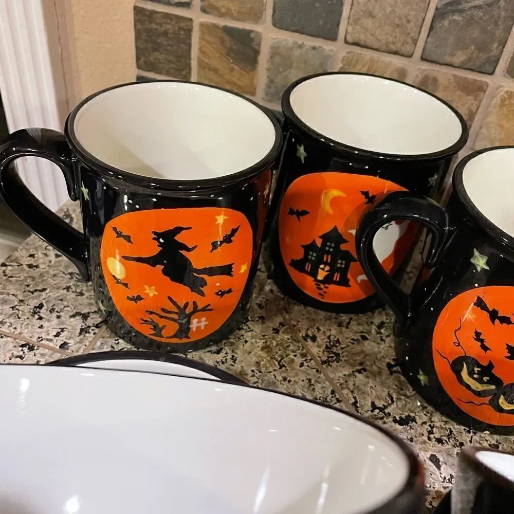 Certified International Halloween Vintage Bowls and Mug Set of 8!!